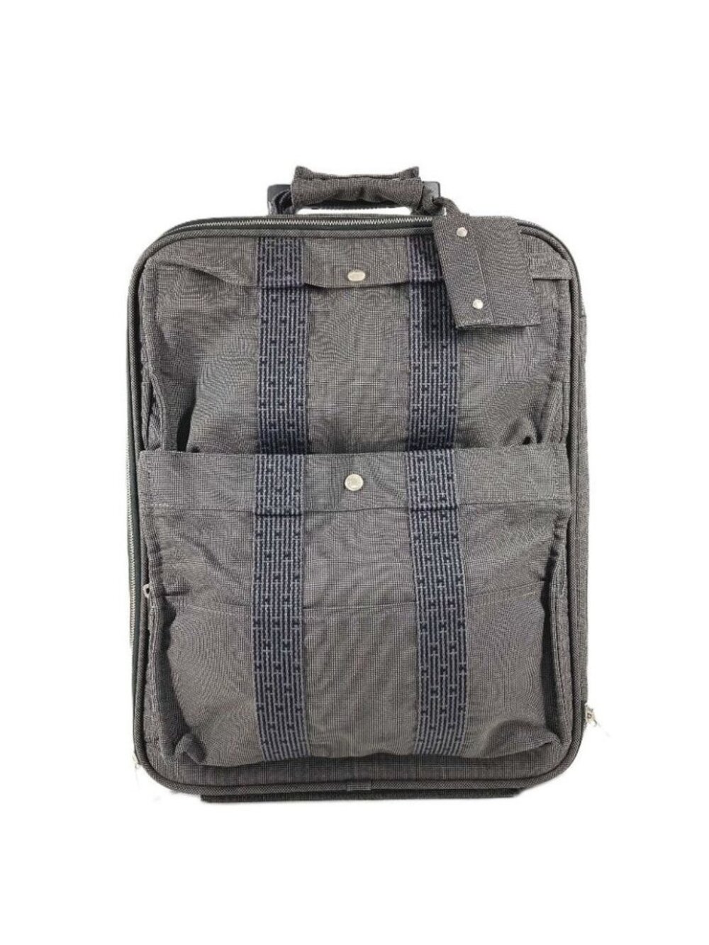 Hermes Travel Bag 2 Wheels Shoes Logo Canvas Gray Heel
